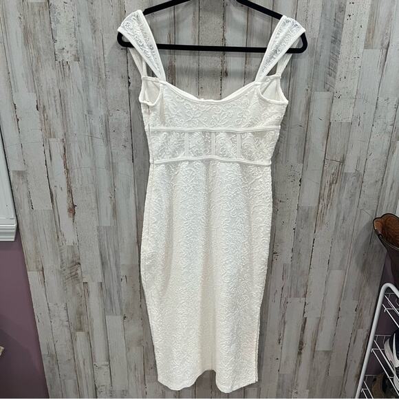 Anthropologie Textured Knit Midi Dress Bustier Ivory Womens Size Small *FLAW - Picture 4 of 11